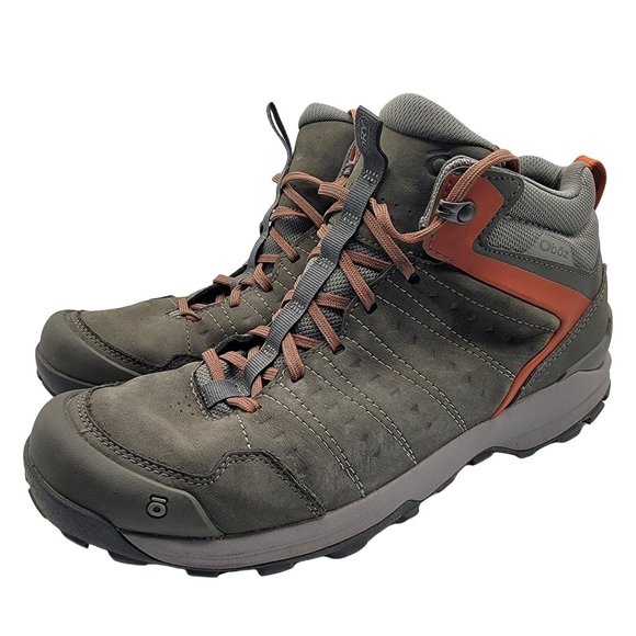 Oboz Sypes Mens 12 Gray Hiking Boots Mid Leather B-Dry Waterproof Camping main image 4